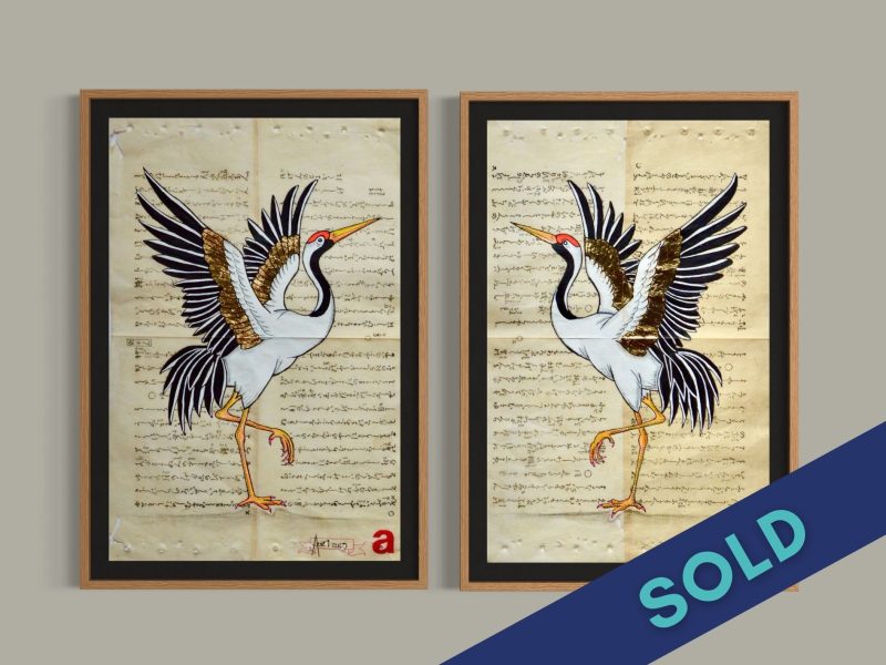 Golden Elegant Crane (x2)
